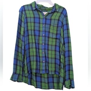 Perfect shirt/ striped women's shirt/ blue and green/ long sleeve/ size Medium